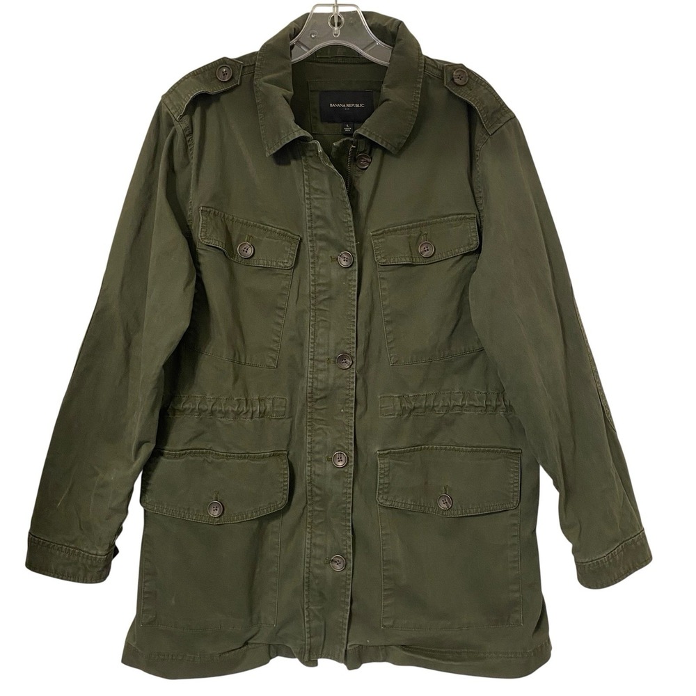 Banana Republic Utility Filed Jacket Size L Olive Green Military Safari Cargo